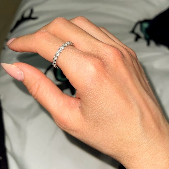 Silver Cubic Zirconia Eternity Ring/Band - Picture 4 of 7